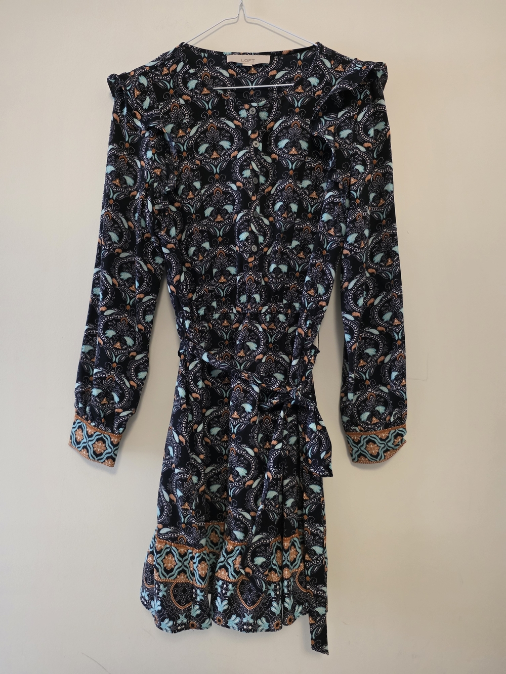 Ann Taylor LOFT Long Sleeve Paisley Print Dress